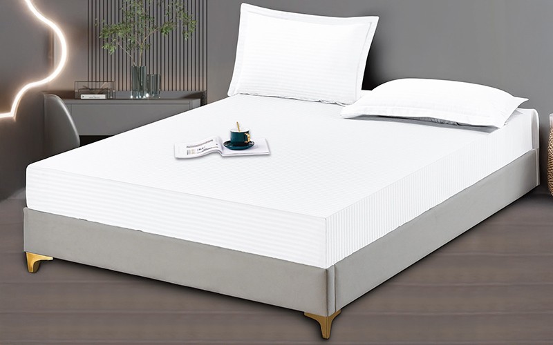 Plaza Cotton Stripe Bedsheet Set 3 PCS - Queen White