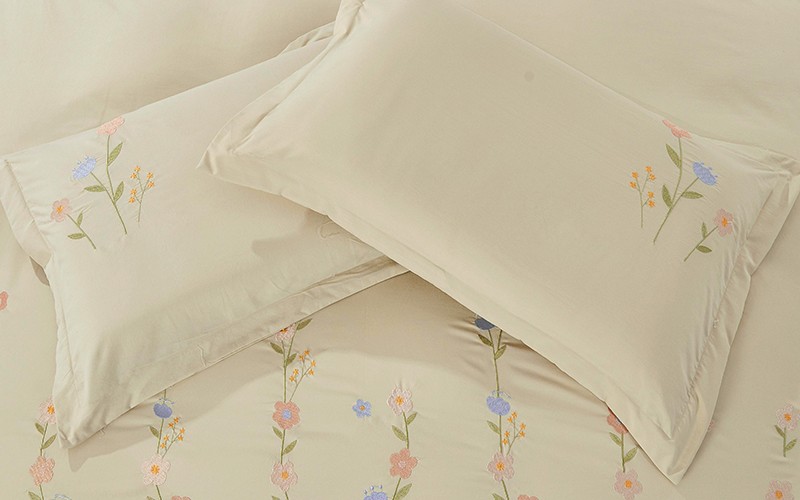 Sonia Embroidered Duvet Cover Bedding Set Without Filling 6 PCS - King L.Beige