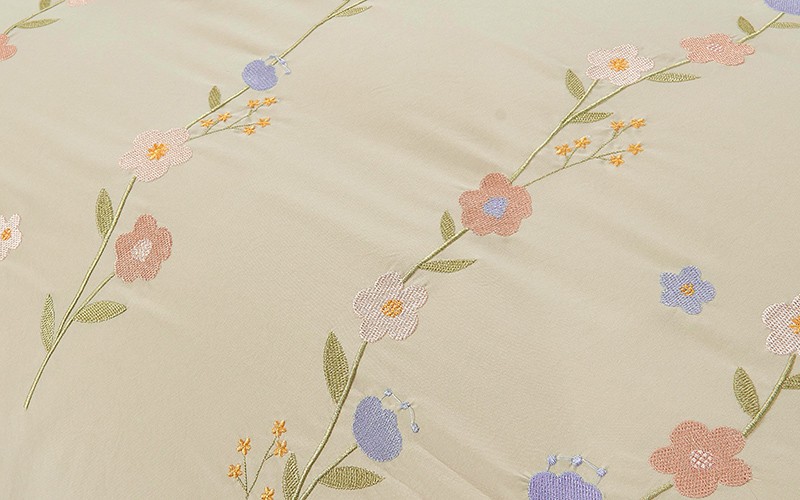 Sonia Embroidered Duvet Cover Bedding Set Without Filling 6 PCS - King L.Beige
