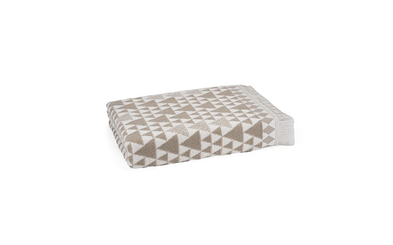 Al Saad Home Cotton Towel With Geometric Design ( 50 x 100 ) - Off White & Brown