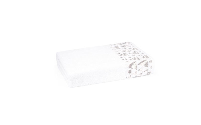 Al Saad Home Cotton Towel With Geometric Design ( 90 x 160 ) - White