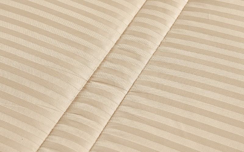 Marriot Cotton Stripe Comforter Bedding Set 7 PCS - King Beige