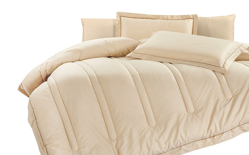 Hilton Cotton Embroidered Comforter Bedding Set 6 PCS - King Beige