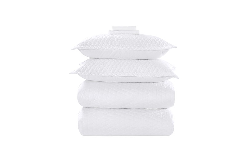 Diamond Cotton Comforter Bedding Set 6 PCS - King White