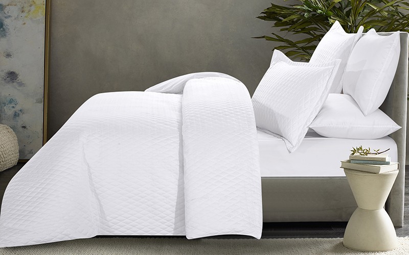 Diamond Cotton Comforter Bedding Set 6 PCS - King White