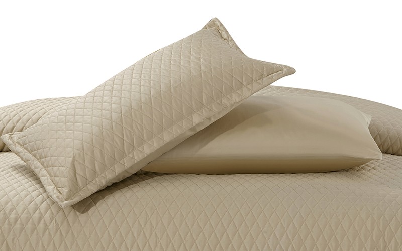 Diamond Cotton Comforter Bedding Set 6 PCS - King Beige