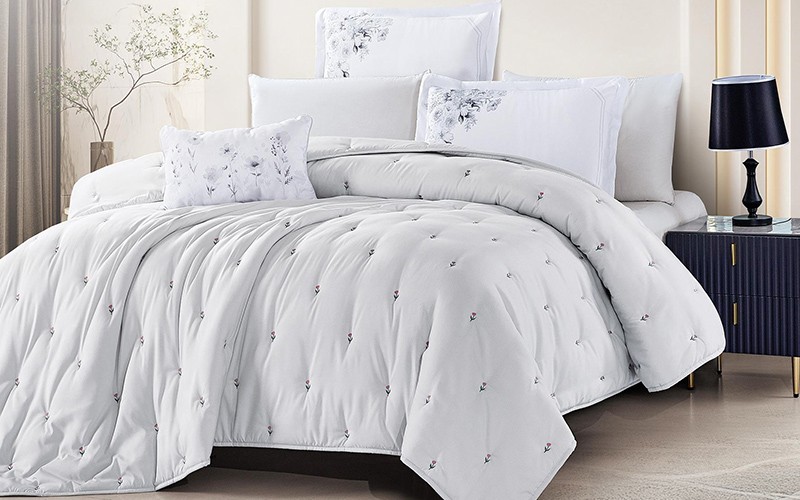 Restful Embroidered Comforter Bedding Set 7 PCS - King L.Grey
