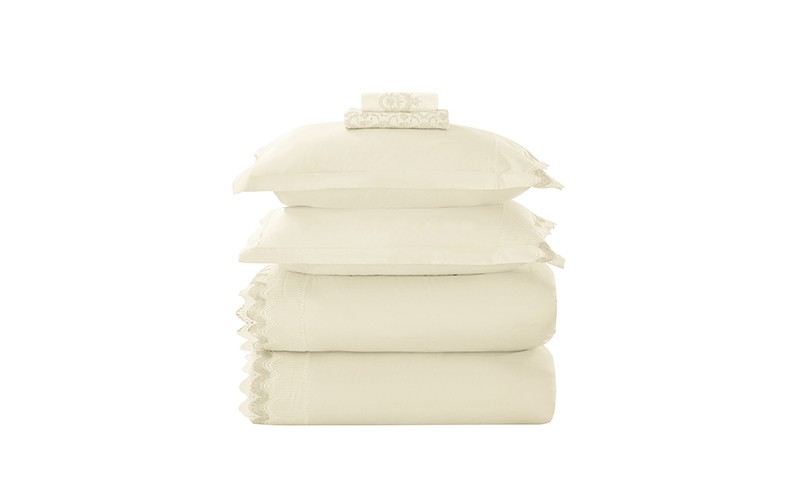 Dantella Cotton Lace Set Wedding Box 7 Pcs  - King Cream