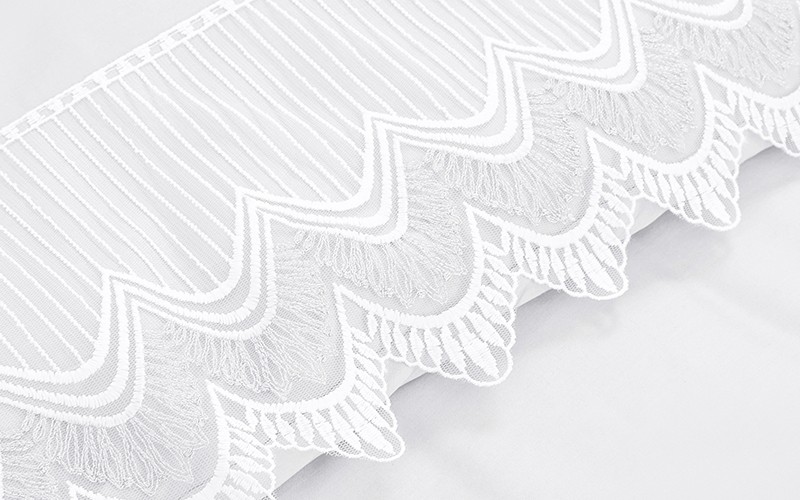 Dantella Cotton Lace Duvet Cover Bedding Set Without Filling 6 PCS - King White 