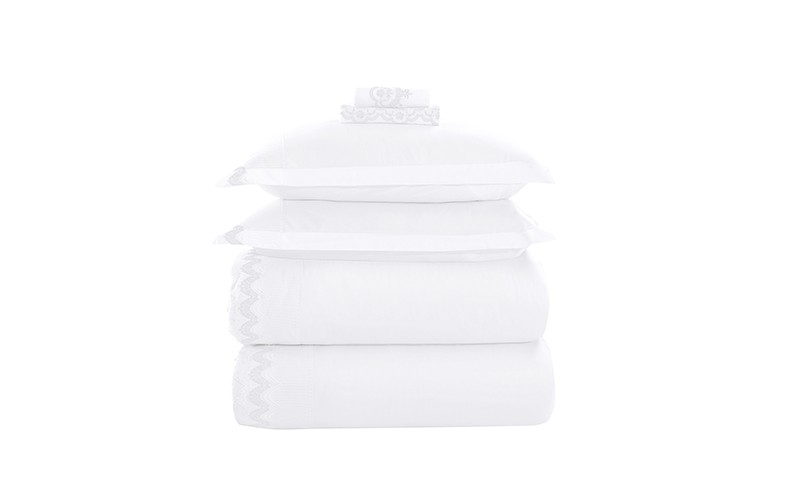 Dantella Cotton Lace Duvet Cover Bedding Set Without Filling 6 PCS - King White 
