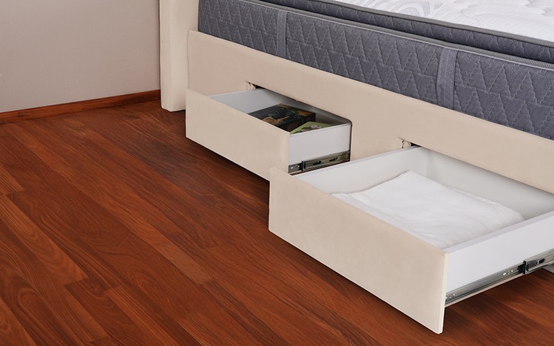 Al Saad Home Sahara Bed With Storage Drawers ( 90 x 190 ) - Single Cream