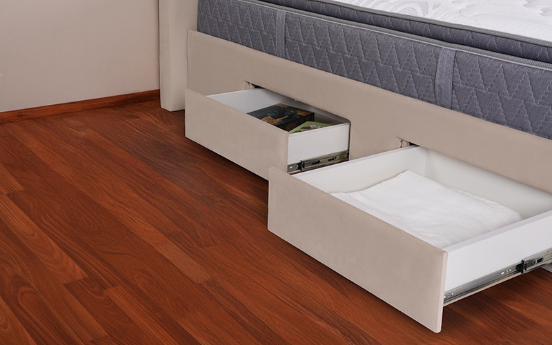 Al Saad Home Sahara Bed With Storage Drawers ( 150 x 200 ) - Queen D.Beige