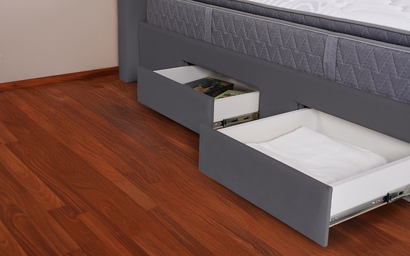 Al Saad Home Sahara Bed With Storage Drawers ( 150 x 200 ) - Queen D.Grey