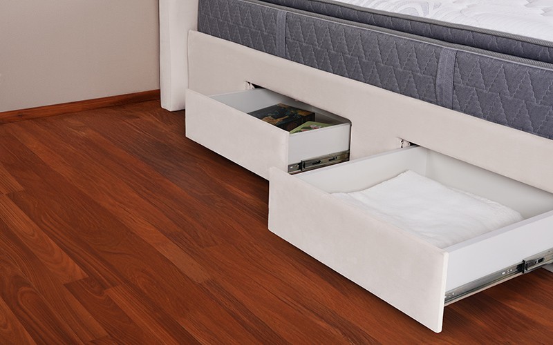 Al Saad Home Sahara Bed With Storage Drawers ( 200 x 200 ) - Super King Off White