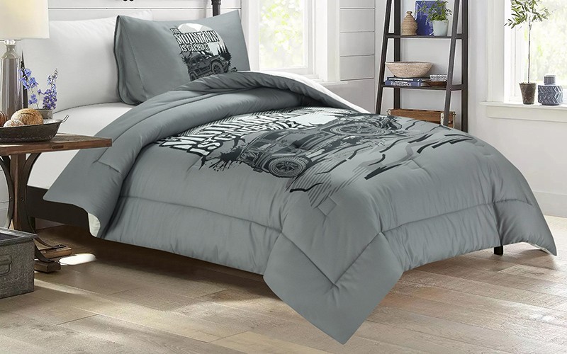 Cannon Kids Cotton Printed Comforter Set 4 PCS - D.Grey