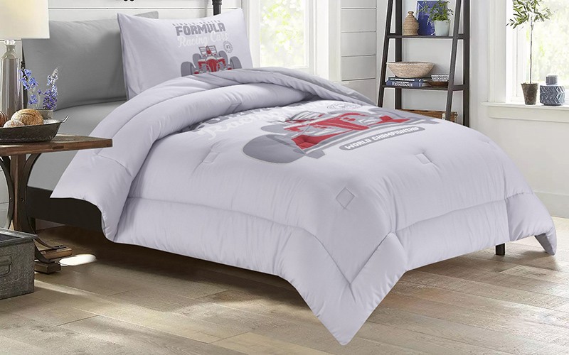 Cannon Kids Cotton Printed Comforter Set 4 PCS - Silver