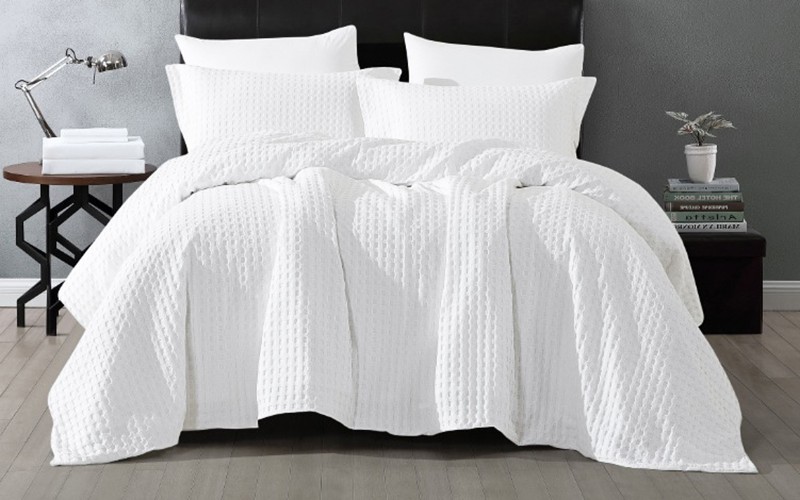 Al Saad Home Cotton Jacquard Waffle Duvet Cover Set Without Filling 6 PCS - King White