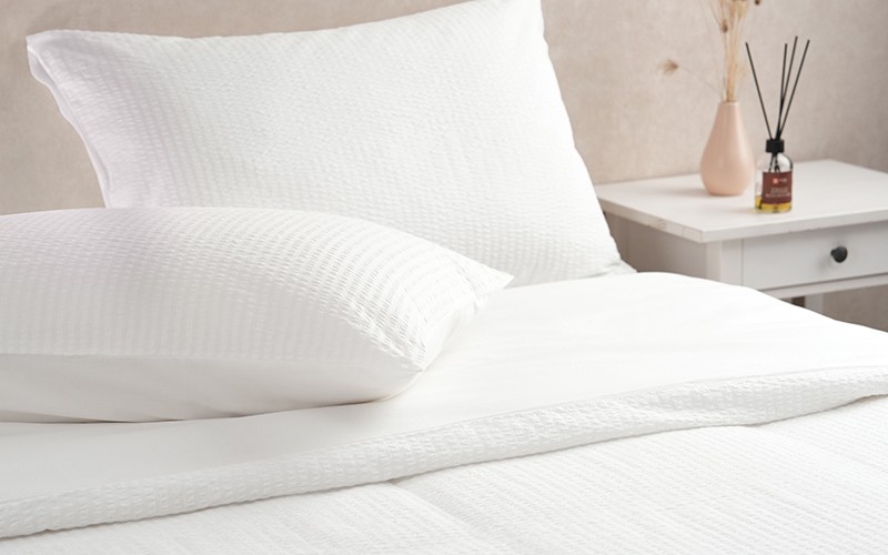 Al Saad Home Wafel Cotton Duvet Cover Without Filling Set 4 PCs - King White