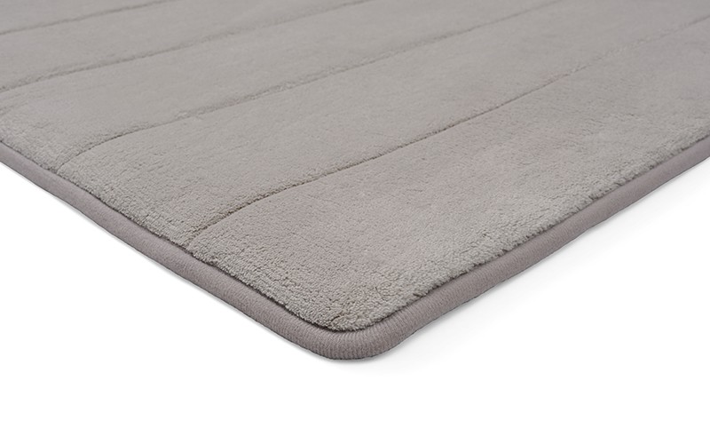 AL Saad Home Coral fleece stripe memory foam Bath mat - Grey