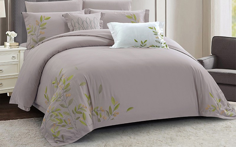 Sandra Cotton Embroidered Duvet Cover Bedding Set With Filling 9 PCS - King Grey