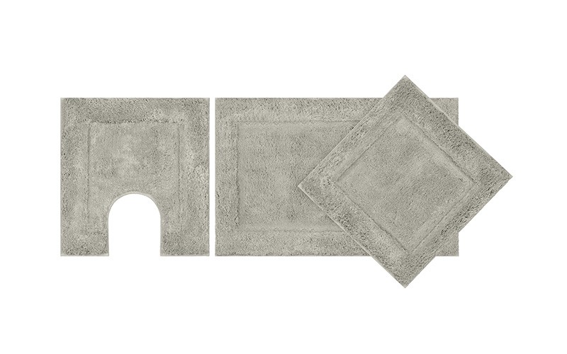 AL Saad Home Square wide border Bath mat 3 Pcs - Grey