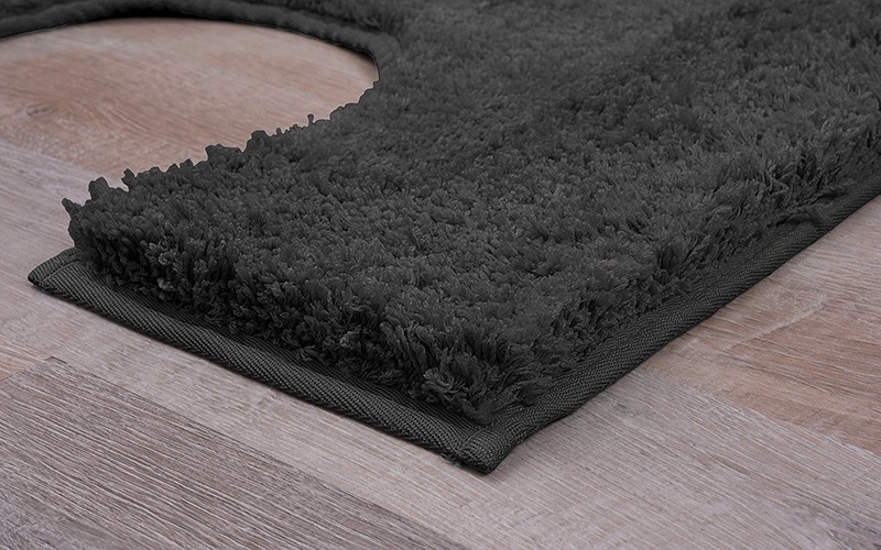 AL Saad Home Square wide border Bath mat 3 Pcs - D.Grey
