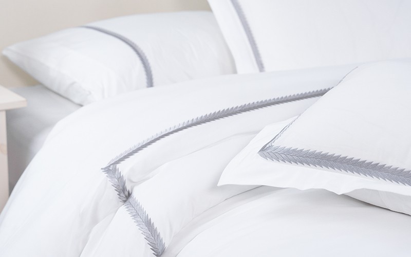 Marion Cotton Embroidered Duvet Cover Without Filling ( 300 TC ) 6 PCS - King White & Grey