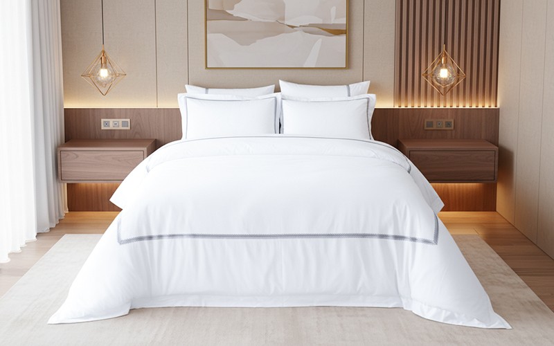 Marion Cotton Embroidered Duvet Cover Without Filling ( 300 TC ) 6 PCS - King White & Grey