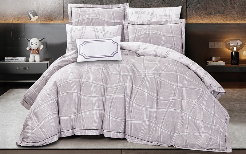 Irene Cotton Printed Comforter Bedding Set 7 PCS - King D.Beige