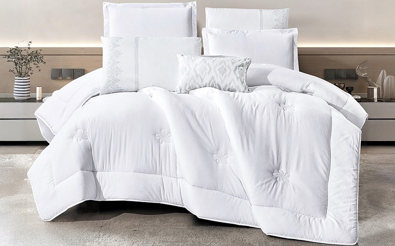 Shirin Stripe Comforter Bedding Set 7 PCS - King White