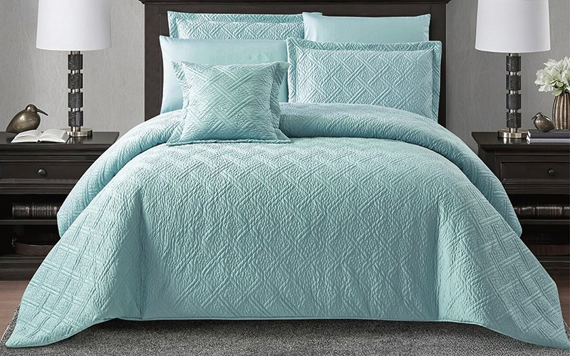 Sily Cotton Duvet Cover Bedding Set With Filling 8 PCS - King Turquoise