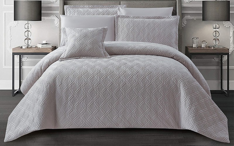 Sily Cotton Duvet Cover Bedding Set With Filling 8 PCS - King Grey
