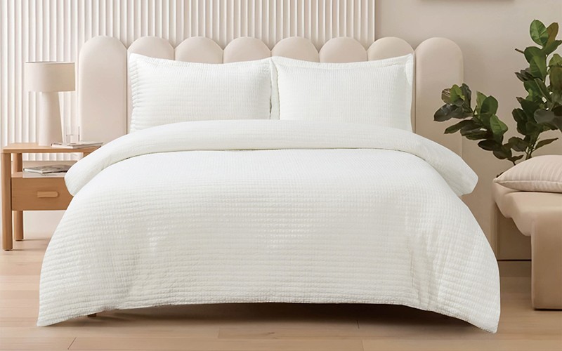 Al Saad Home Crinkle Cotton Duvet Cover Without Filling 4 PCS - King Off White