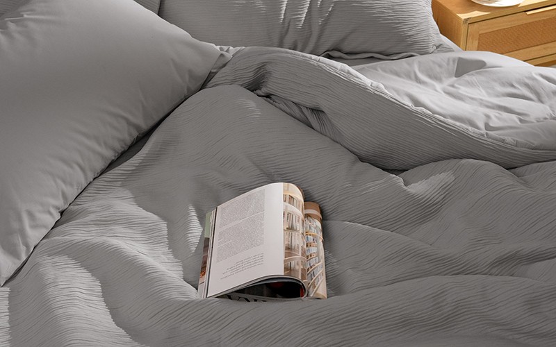 Al Saad Home Kova Cotton Comforter Bedding Set 6 PCS - King Grey