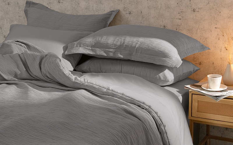 Al Saad Home Kova Cotton Comforter Bedding Set 6 PCS - King Grey