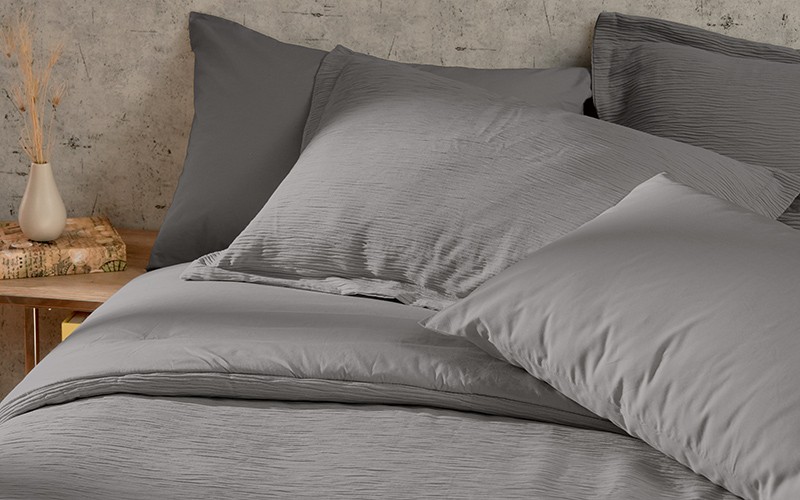 Al Saad Home Kova Cotton Comforter Bedding Set 6 PCS - King Grey