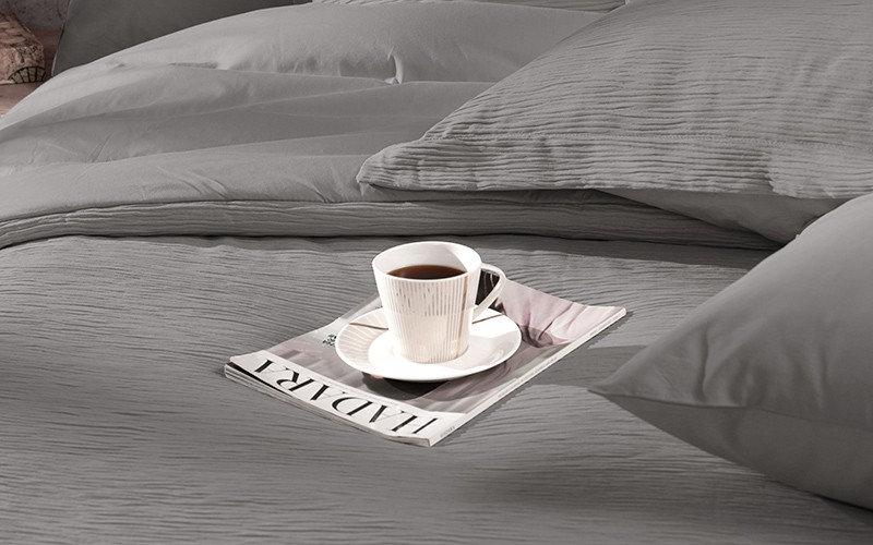 Al Saad Home Kova Cotton Comforter Bedding Set 6 PCS - King Grey