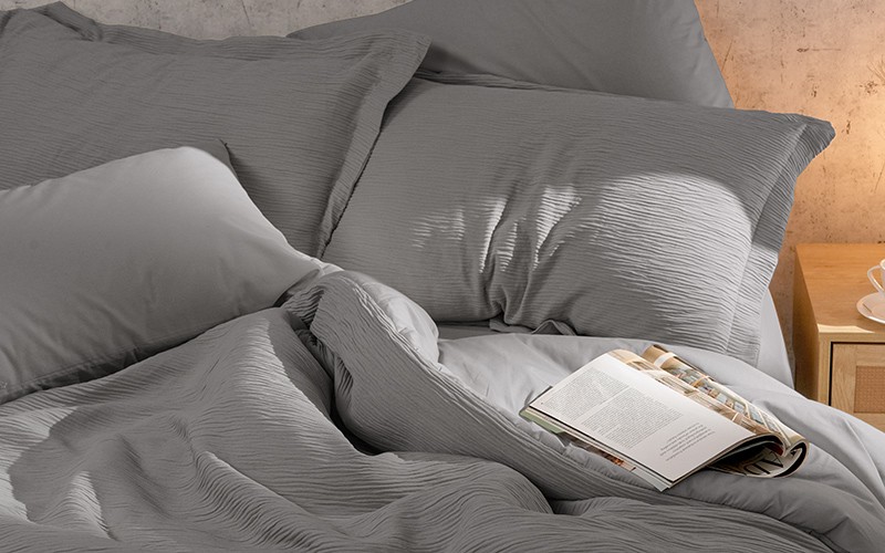 Al Saad Home Kova Cotton Comforter Bedding Set 6 PCS - King Grey