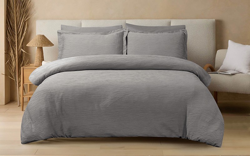 Al Saad Home Kova Cotton Comforter Bedding Set 6 PCS - King Grey