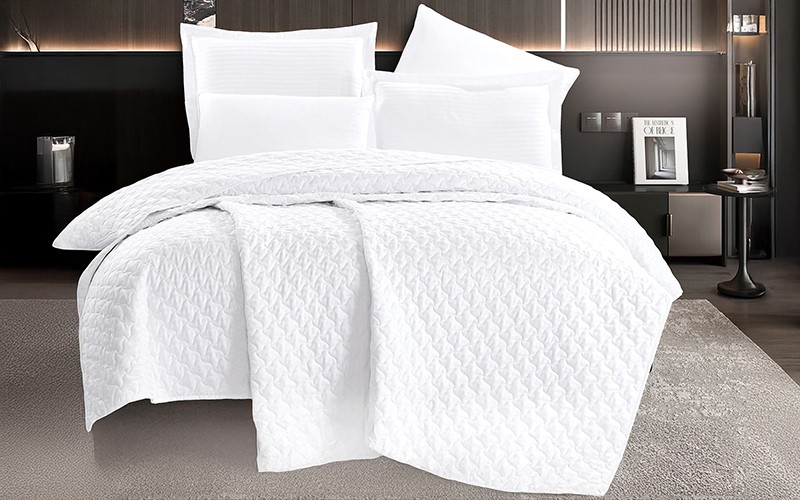 Boss BedSpread Bedding Set 4 PCS - Single White