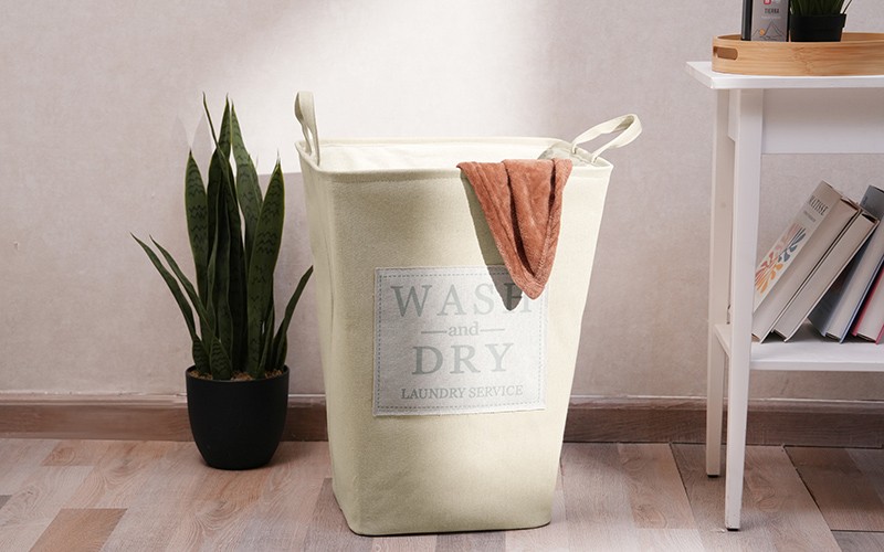 Al Saad Home Microfiber Laundry Basket - L.Beige