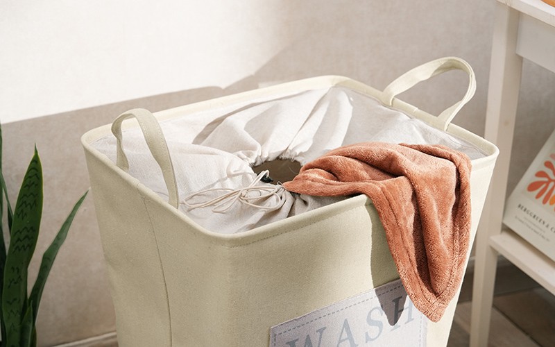 Al Saad Home Microfiber Laundry Basket - L.Beige