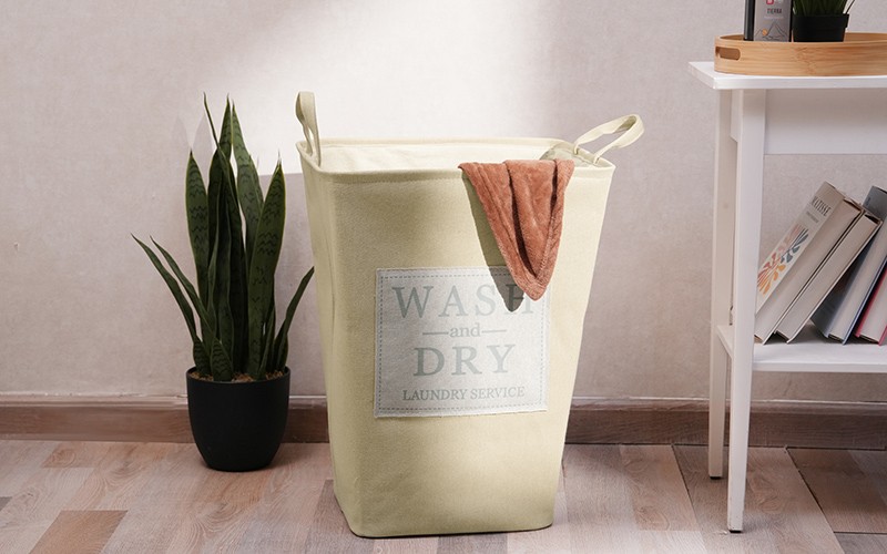 Al Saad Home Microfiber Laundry Basket - Beige