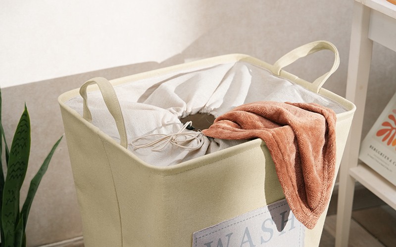 Al Saad Home Microfiber Laundry Basket - Beige