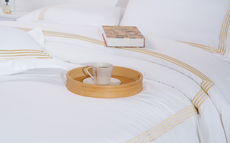 Marion Cotton Embroidered Duvet Cover Without Filling ( 300 TC ) 6 PCS - King White & Beige