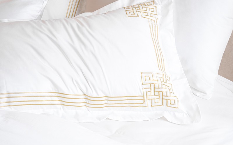 Rimal Cotton Embroidered Duvet Cover Set Without Filling ( 300 TC ) 6 PCS - King White & Beige 