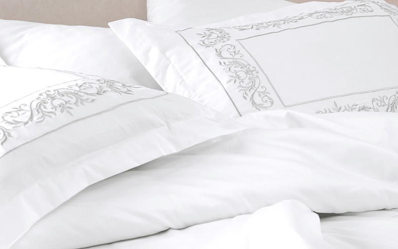 Rimal Cotton Embroidered Duvet Cover Set Without Filling ( 300 TC ) 6 PCS - King White & Silver 