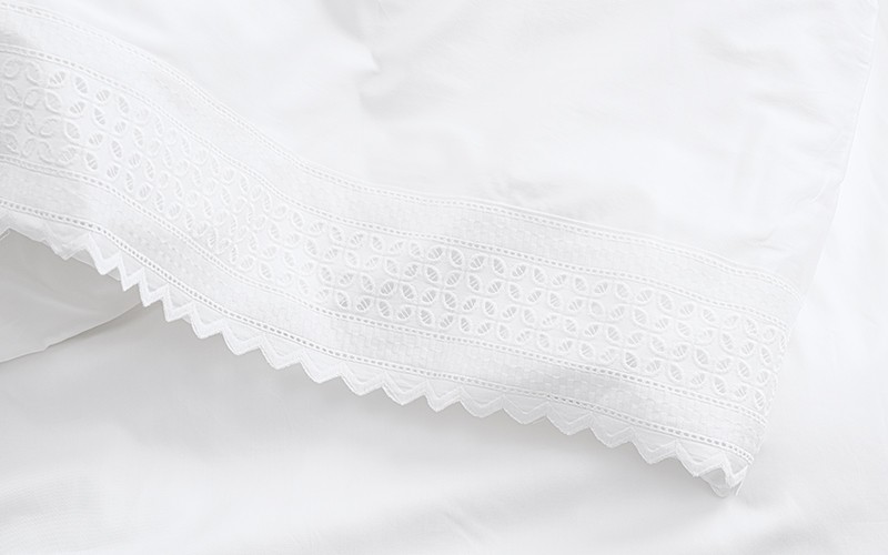 Solina Cotton Lace Embroidered Duvet Cover Set Without Filling ( 300 TC ) 6 PCS - King White 