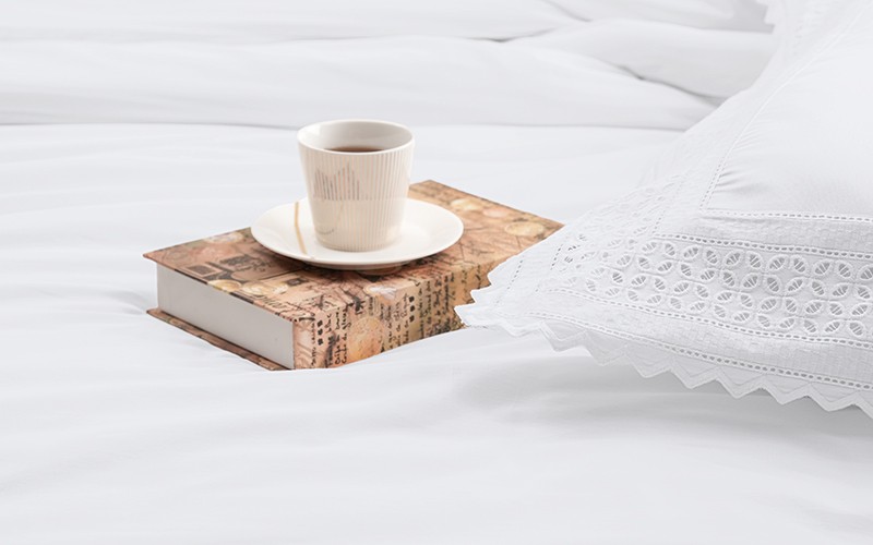 Solina Cotton Lace Embroidered Duvet Cover Set Without Filling ( 300 TC ) 6 PCS - King White 