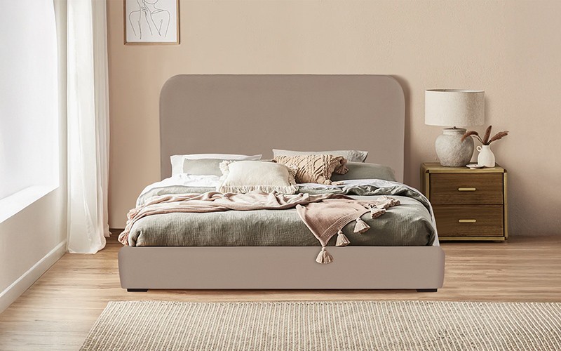 Al Saad Home Solva Bed ( 150 x 200 ) - Queen D.Beige